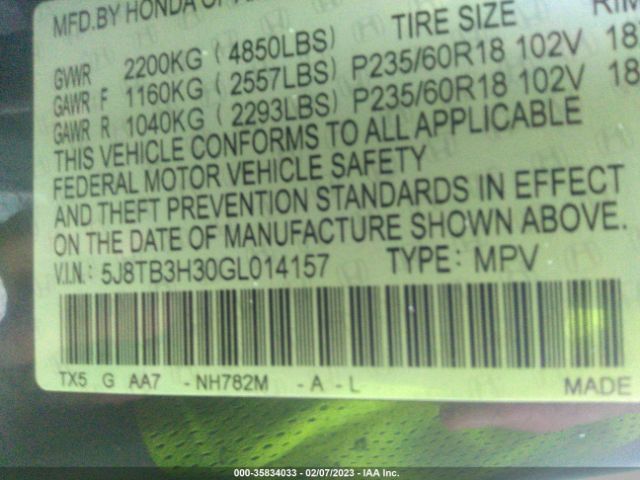 5J8TB3H30GL014157 Acura RDX