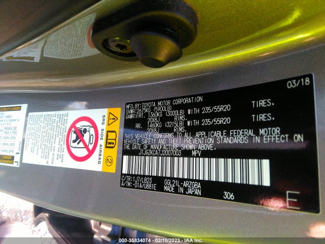 JTJGZKCA7J2007003 Lexus Rx Rx 350l