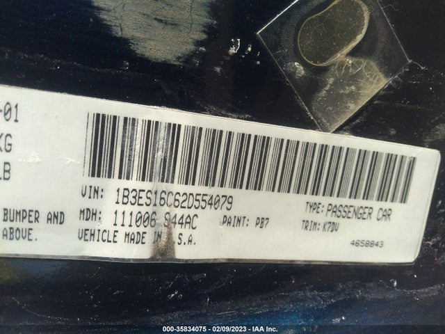 Dodge NEON BASE 2002 1B3ES16C62D554079 Image 10