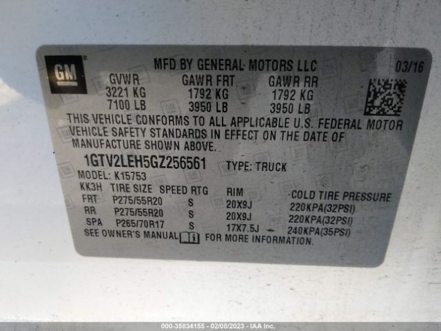 1GTV2LEH5GZ256561 GMC SIERRA 1500