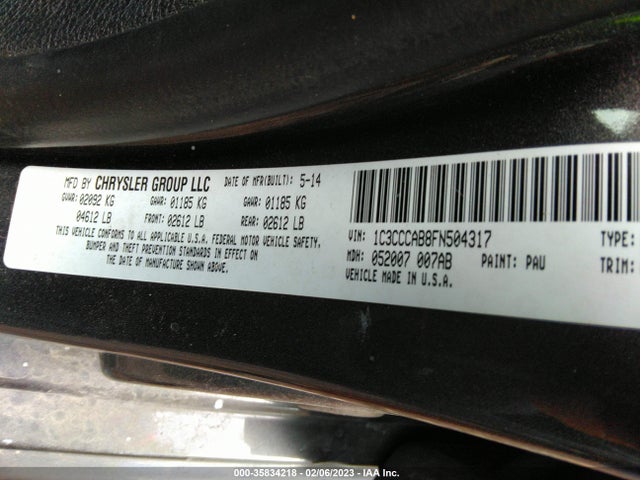 Chrysler 200 Limited 2015 1C3CCCAB8FN504317 Image 9