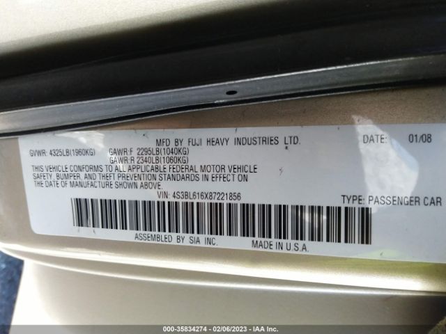 4S3BL616X87221856 Subaru Legacy