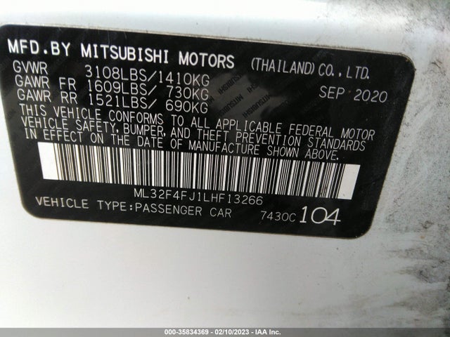ML32F4FJ1LHF13266 Mitsubishi Mirage G4 Se/le