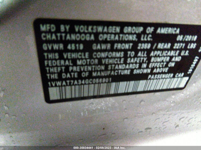1VWAT7A34GC056901 Volkswagen Passat 1.8t S