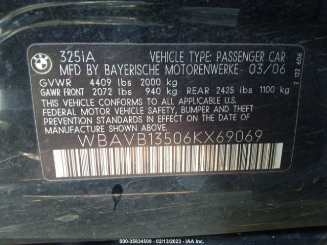 WBAVB13506KX69069 BMW 3 Series 325i
