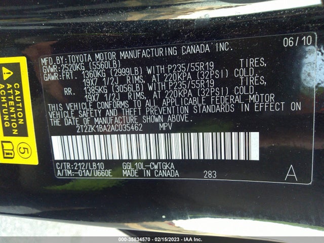 Lexus RX 350 2010 2T2ZK1BA2AC035462 Image 10