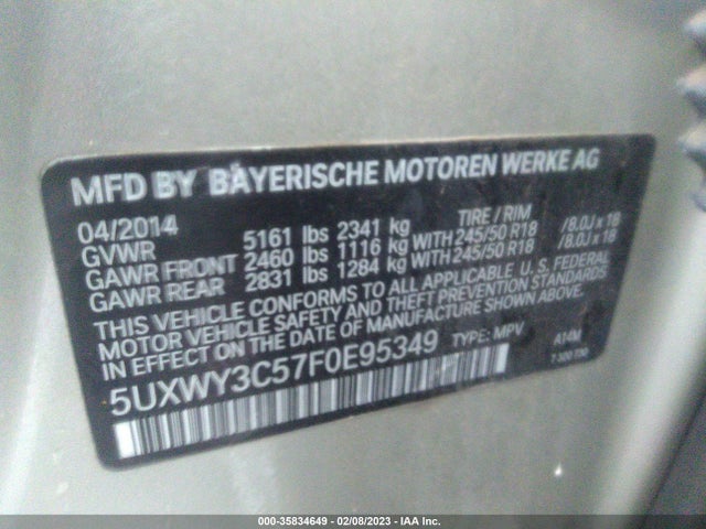 2015 BMW X3, VIN: 5UXWY3C57F0E95349