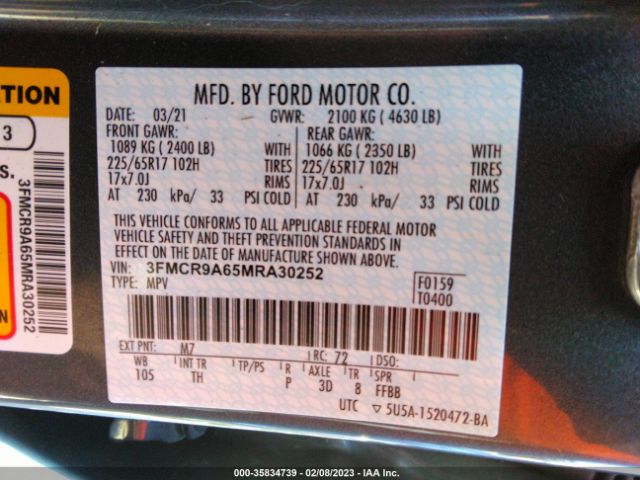 3FMCR9A65MRA30252 Ford Bronco Sport Base