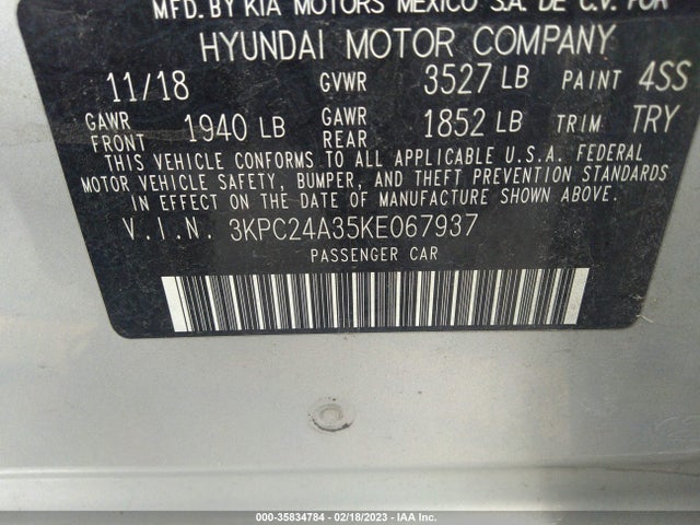 Hyundai ACCENT SE 2019 3KPC24A35KE067937 Image 10