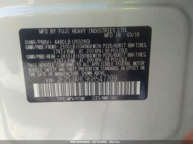 JF2SJAHC9GH547209 Subaru Forester 2.5i Limited