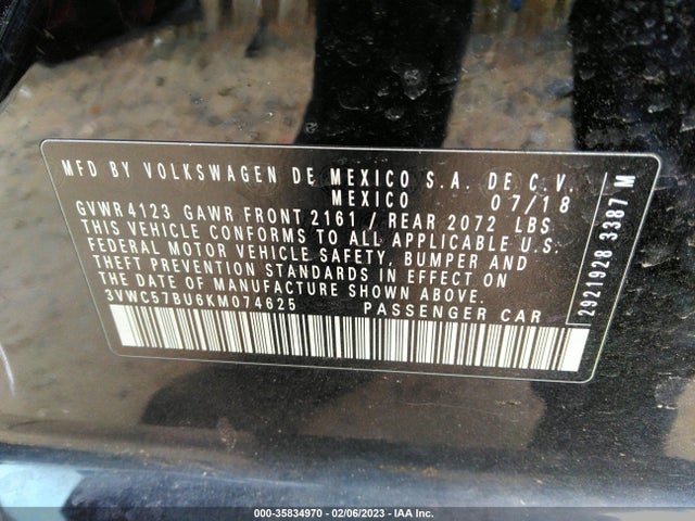 3VWC57BU6KM074625 Volkswagen Jetta