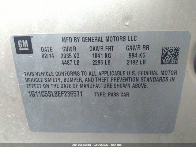 Chevrolet MALIBU LT 2014 1G11C5SL8EF236571 Image 11
