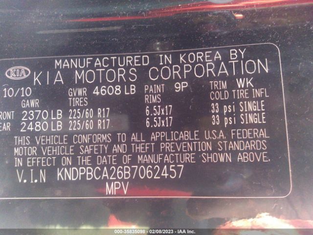 KNDPBCA26B7062457 KIA Sportage Lx