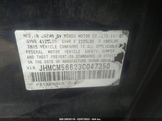 2003 HONDA ACCORD SDN EX VIN: JHMCM56623C047350