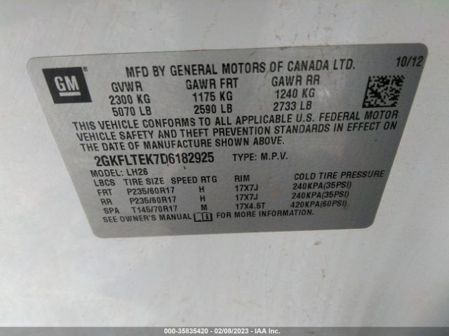 2GKFLTEK7D6182925 GMC Terrain Sle