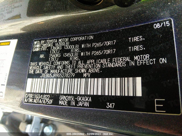 2016 Toyota 4Runner, VIN: JTEBU5JR9G5278279