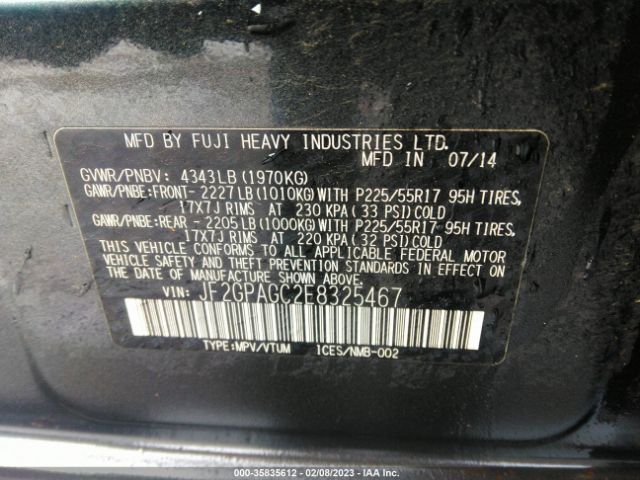 JF2GPAGC2E8325467 Subaru Xv Crosstrek Limited
