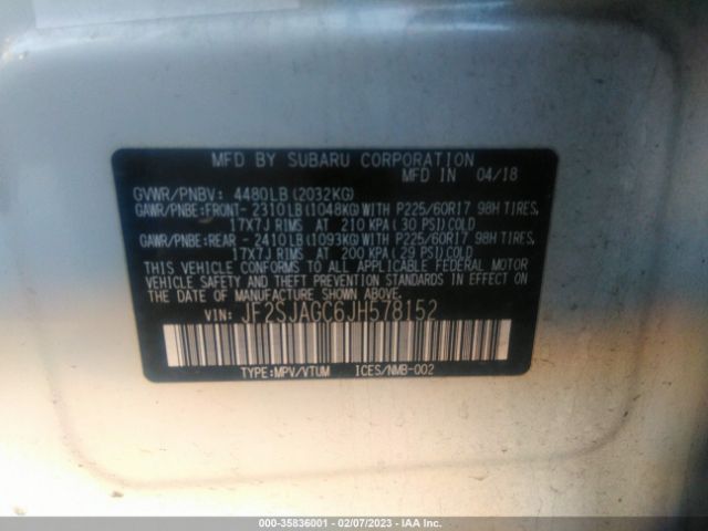 JF2SJAGC6JH578152 Subaru Forester Premium