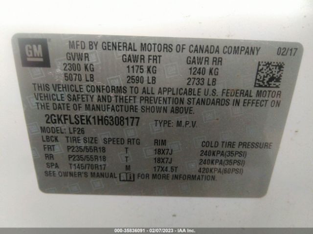 2GKFLSEK1H6308177 GMC Terrain Sle