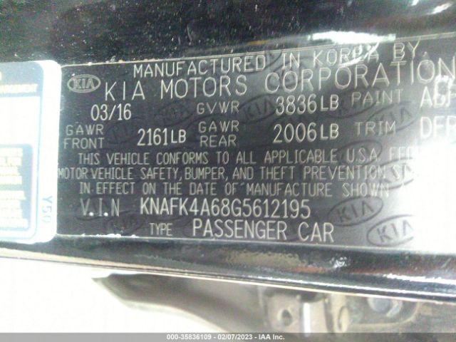 KNAFK4A68G5612195 KIA FORTE LX