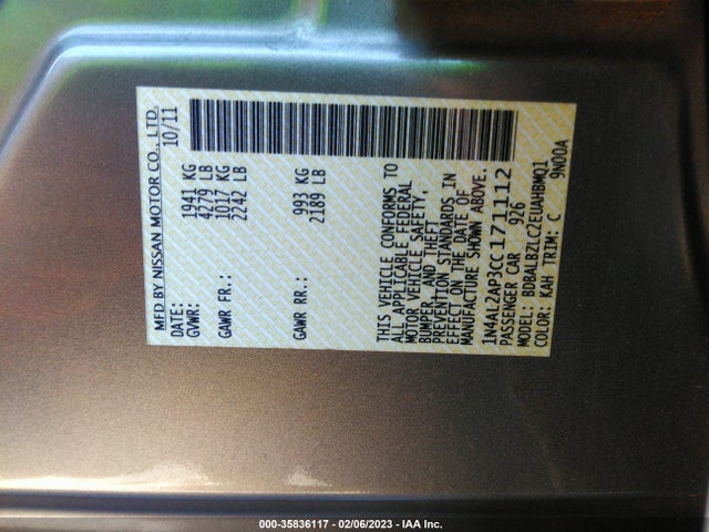 Nissan Altima 2012 1N4AL2AP3CC171112 Image 10