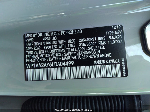 2020 Porsche Cayenne, VIN: WP1AA2AY6LDA04499