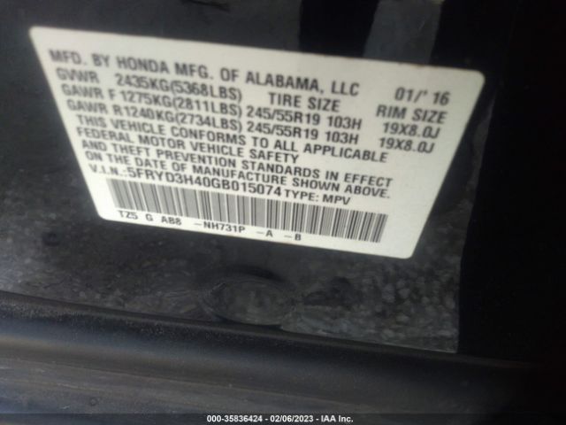 5FRYD3H40GB015074 Acura Mdx W/tech/w/tech