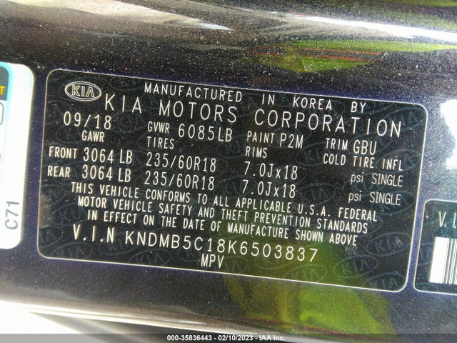 2019 Kia Sedona, VIN: KNDMB5C18K6503837