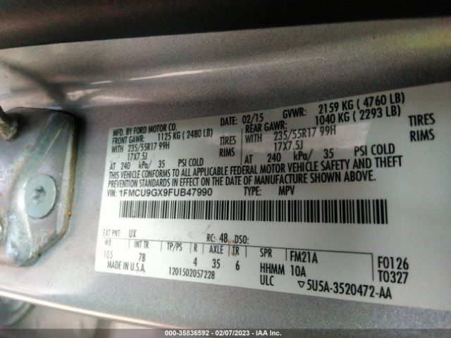 1FMCU9GX9FUB47990 Ford ESCAPE SE