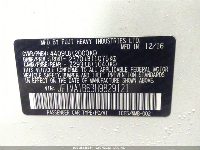 2017 Subaru WRX, VIN: JF1VA1B63H9829121