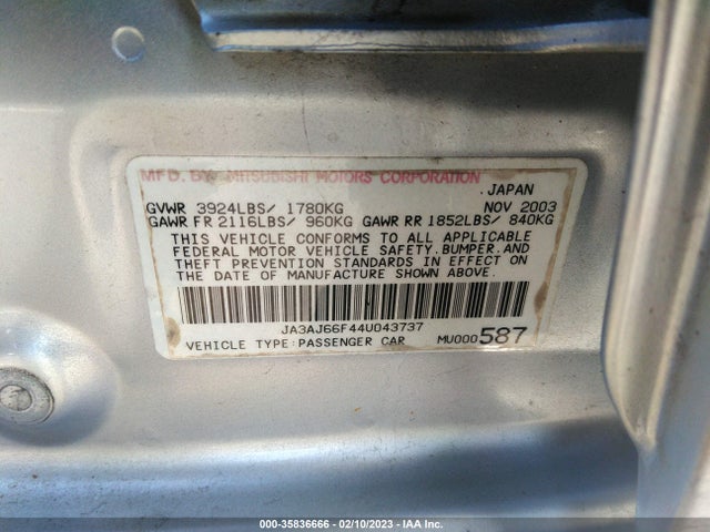 JA3AJ66F44U043737 Mitsubishi Lancer Ralliart