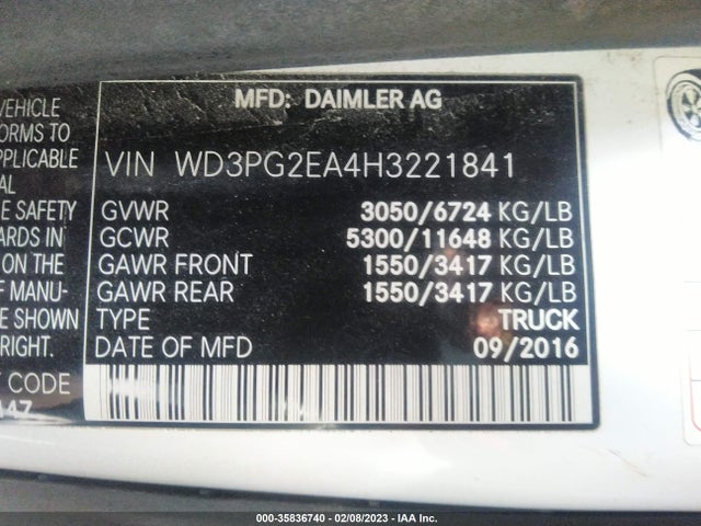 2017 Mercedes-Benz Metris, VIN: WD3PG2EA4H3221841