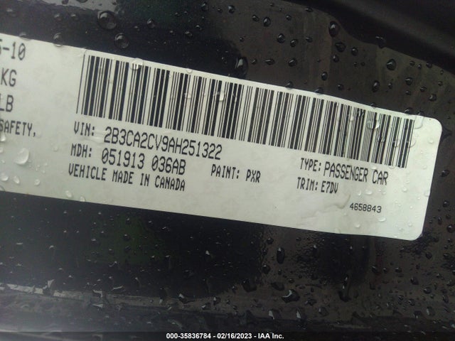 Dodge Charger 3.5l 2010 2B3CA2CV9AH251322 Image 11