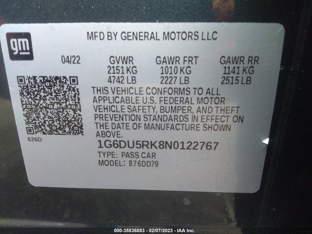 2022 Cadillac CT5, VIN: 1G6DU5RK8N0122767