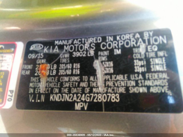 KNDJN2A24G7280783 KIA Soul Base