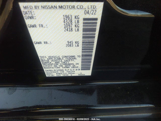 2022 Nissan Altima, VIN: 1N4BL4CV0NN375739