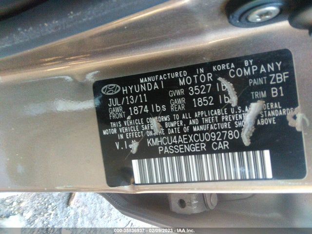 Hyundai ACCENT GLS 2012 KMHCU4AEXCU092780 Image 9