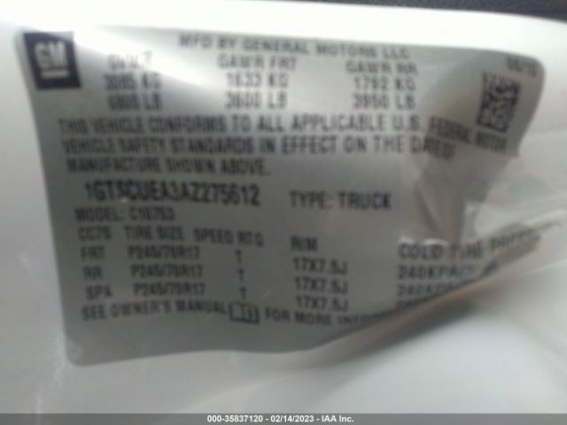 1GTSCUEA3AZ275612 GMC Sierra 1500 Sl