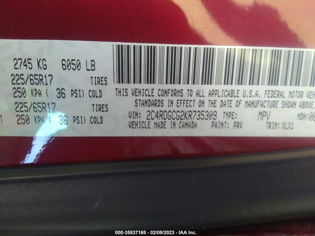 Dodge Grand Caravan Sxt 2019 2C4RDGCG2KR735309 Image 9