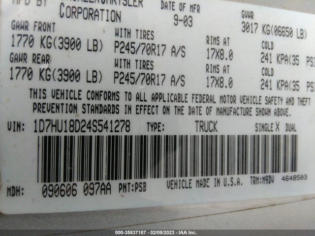 Dodge Ram 1500 Slt 2004 1D7HU18D24S541278 Image 10