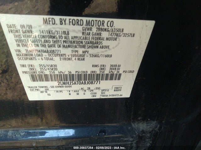 Lincoln MKT 2010 2LMHJ5AT0ABJ08771 Image 10