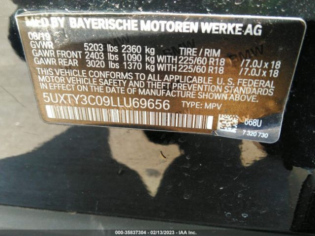 5UXTY3C09LLU69656 BMW X3 Sdrive30i