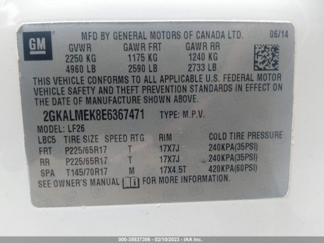 2GKALMEK8E6367471 GMC Terrain Sle