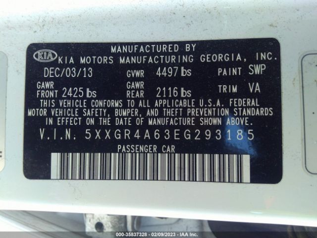 5XXGR4A63EG293185 KIA Optima Sxl Turbo