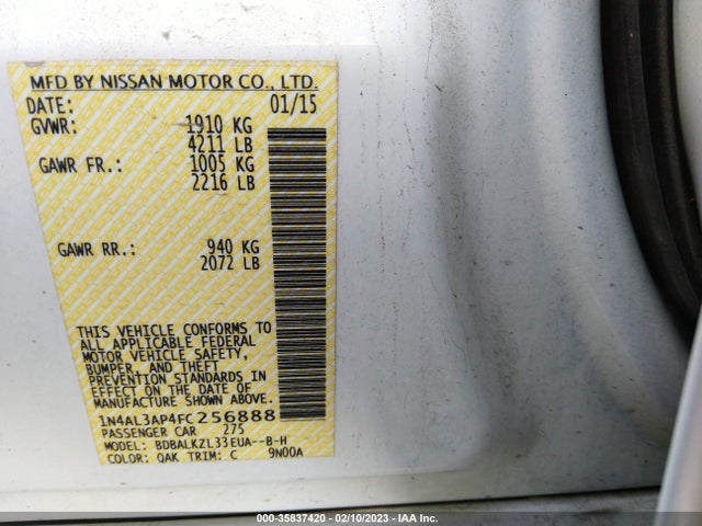 Nissan Altima 2015 1N4AL3AP4FC256888 Image 10