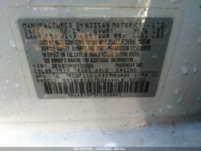 3N1AB7AP9KY305804 Nissan SENTRA S
