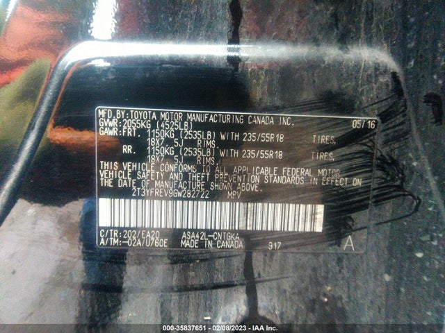 Toyota Rav4 Limited 2016 2T3YFREV9GW282722 Image 9