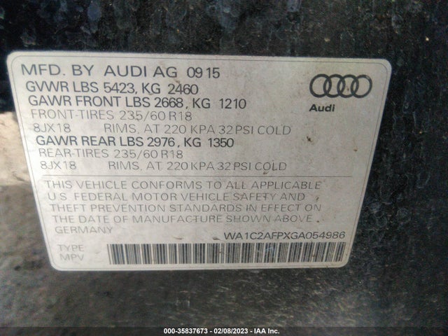 WA1C2AFPXGA054986 Audi Q5 PREMIUM