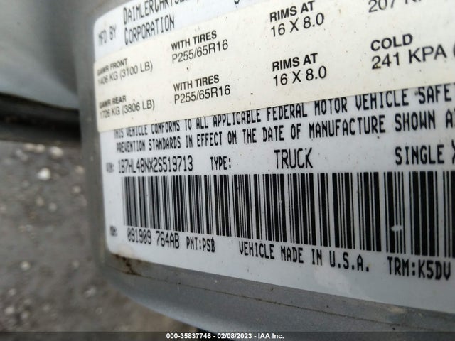 Dodge DAKOTA SLT 2002 1B7HL48NX2S519713 Image 9