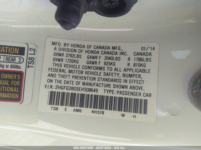Honda Civic Coupe Ex-l 2014 2HGFG3B05EH508649 Image 10